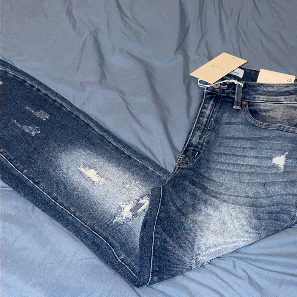 KanCan Distressed Blue Ankle Jeans